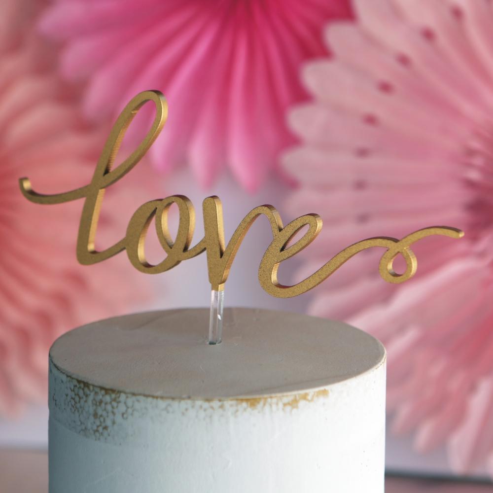 Gold 'Love' Cake Topper