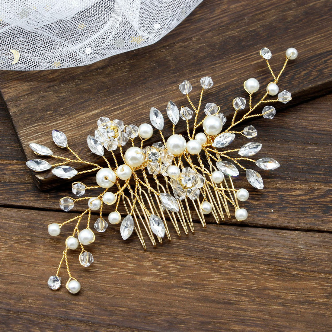 Crystal Pearl Hair Clips For Wedding Day