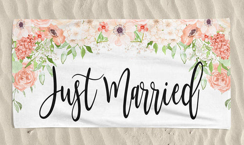 Just Married Beach Towel | Gift For Bride